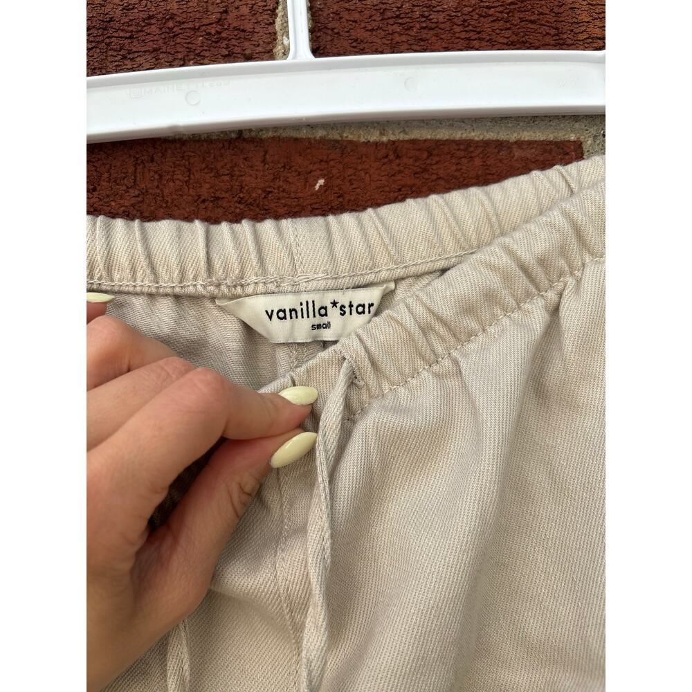 Vanilla Star Linen Blend Wide Leg Pull On Pants Beige Womens Small Casual - Picture 9 of 9